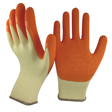 NMSAFETY 10 gauge gelb polycotton liner crinkle latex beschichtet sicherheit konstruktion handschuhe